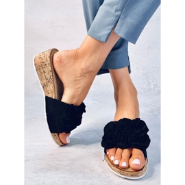 BM Wedge sandals with flowers from Peluso Black 1 BM Wedge sandals with flowers from Peluso Black 1