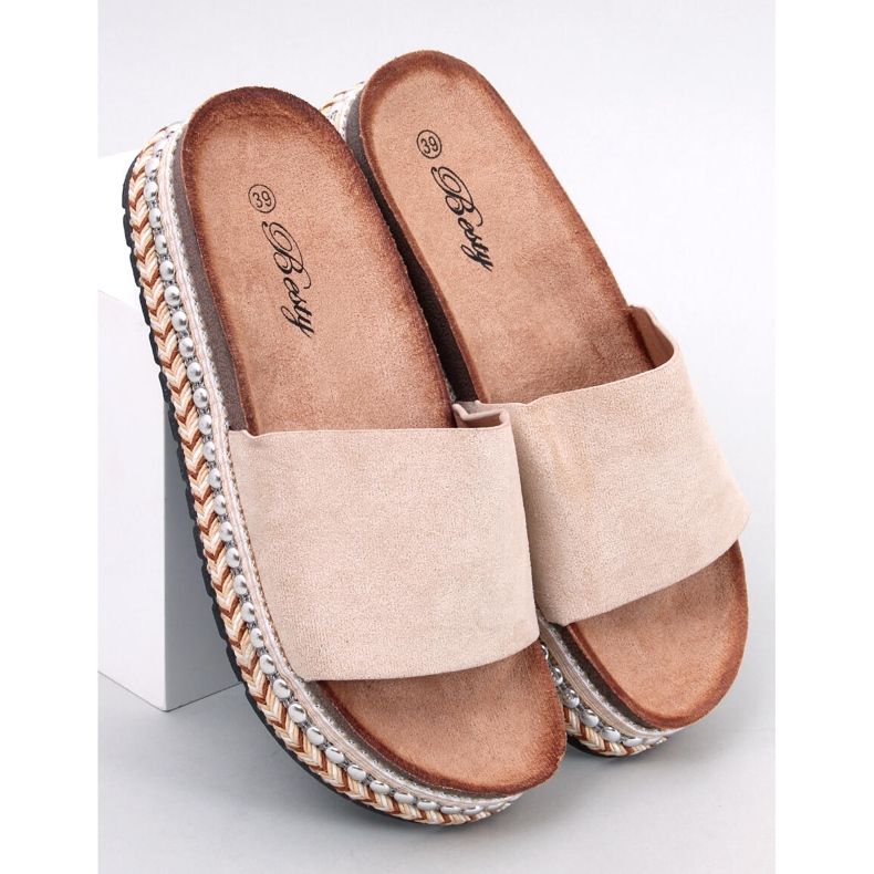 BM Donnie Beige embellished mules 1