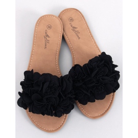 Corey Black floral slippers 1
