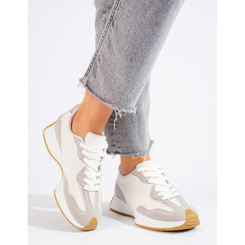 TRENDI Casual Sports Shoes On The Platform beige white 2
