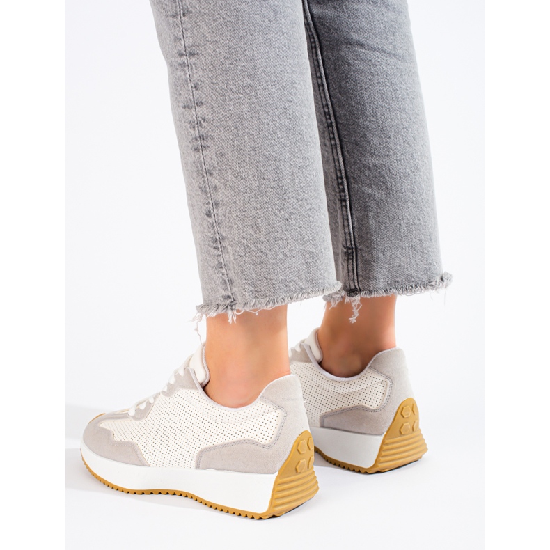 TRENDI Casual Sports Shoes On The Platform beige white 1