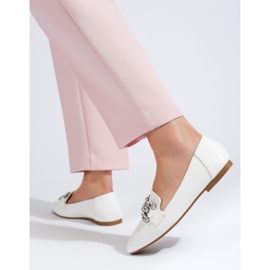 Women's white loafers with Shelovet decoration 1