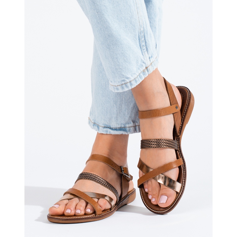 W. Potocki Women's brown leather sandals Potocki 1