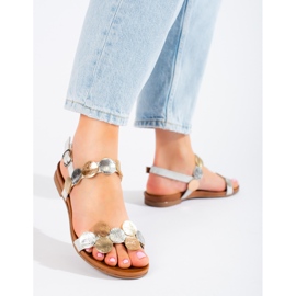 Women's silver Shelovet flat sandals 1
