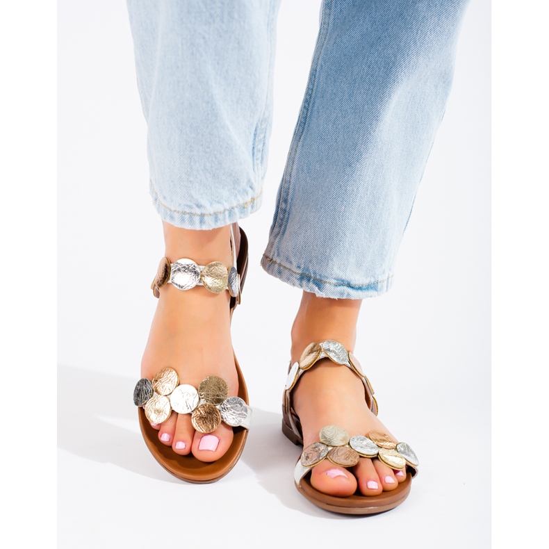Women's silver Shelovet flat sandals 2