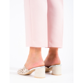 Beige openwork mules on the post from Shelovet 1