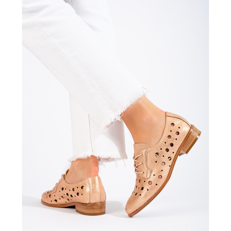 W. Potocki Women's openwork lace-up shoes Potocki beige 1