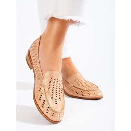 SHELOVET Women's gold openwork shoes Potocki beige 1