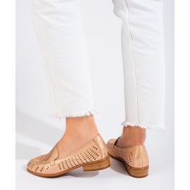 SHELOVET Women's gold openwork shoes Potocki beige 2