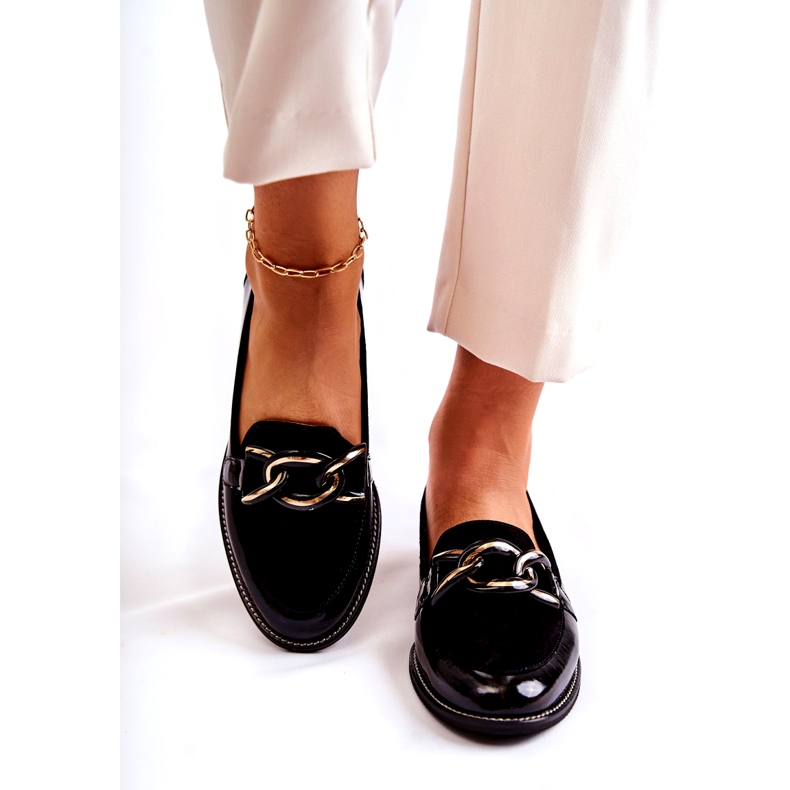 Classic Moccasins With Chain Laura Messi 2531 Black 2