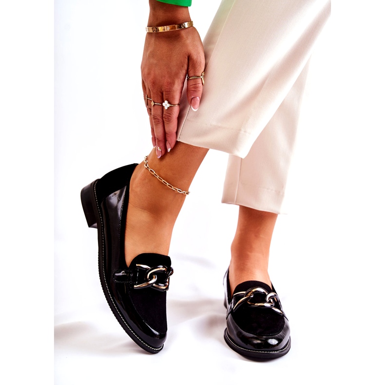 Classic Moccasins With Chain Laura Messi 2531 Black 1