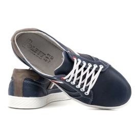 Polbut Men's leather shoes J47, navy blue and gray multicolored 2