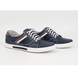 Polbut Men's leather shoes J47, navy blue and gray multicolored 4