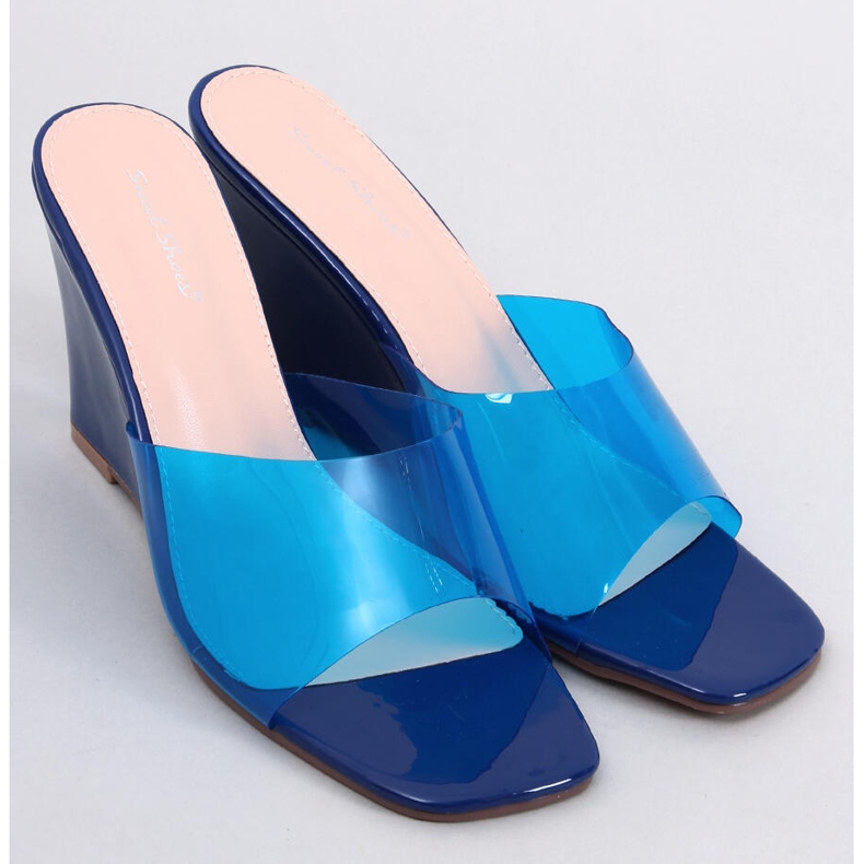 Rocks Blue transparent wedge sliders 1