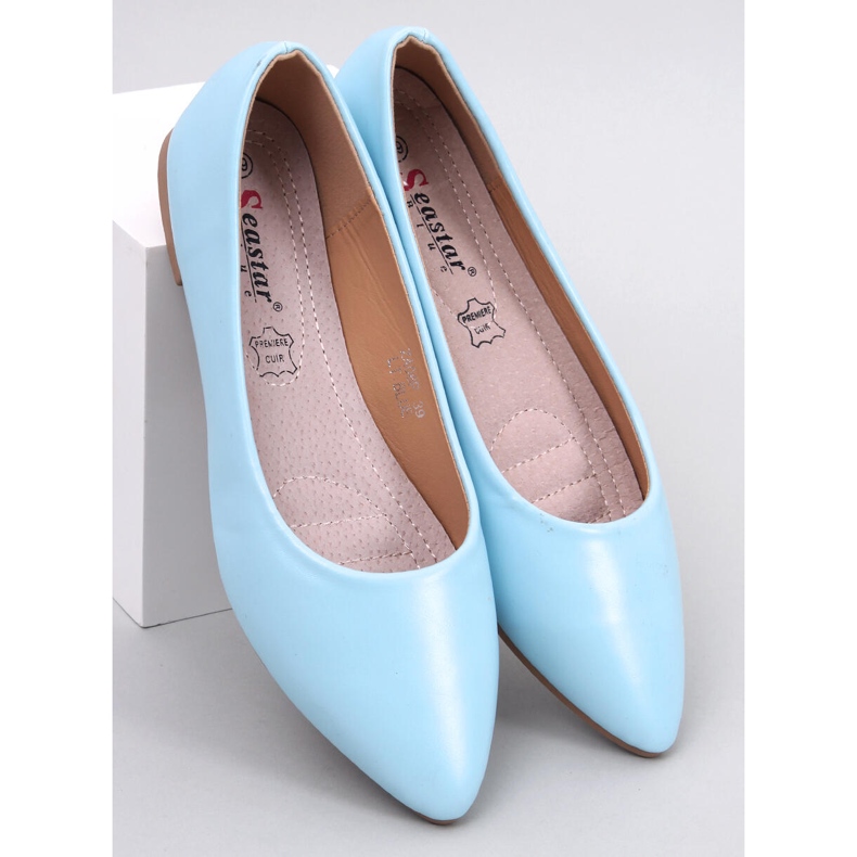 BM Trento Blue ballet flats with a leather footbed 1