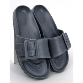 BM Romero Gray rubber slides with a buckle grey 1
