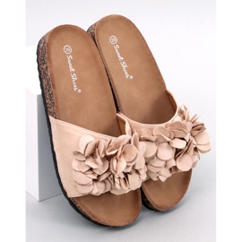 Fowley Beige Flower Cork Slippers 1