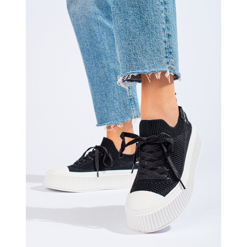 Black openwork platform sneakers from Shelovet 2