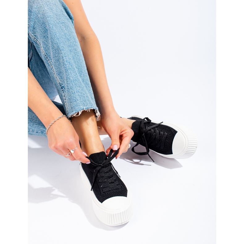Black openwork platform sneakers from Shelovet 1