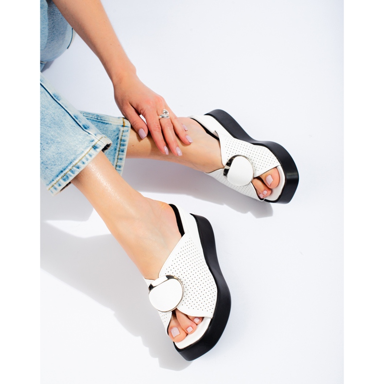 Shelovet white wedge sandals 2