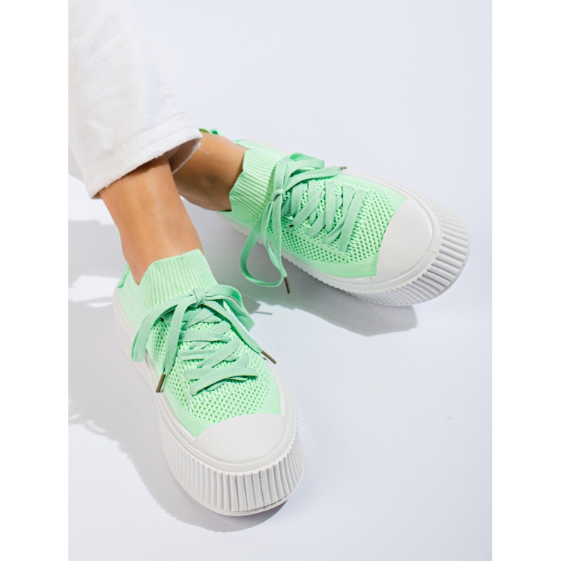 Light green openwork platform sneakers from Shelovet 2