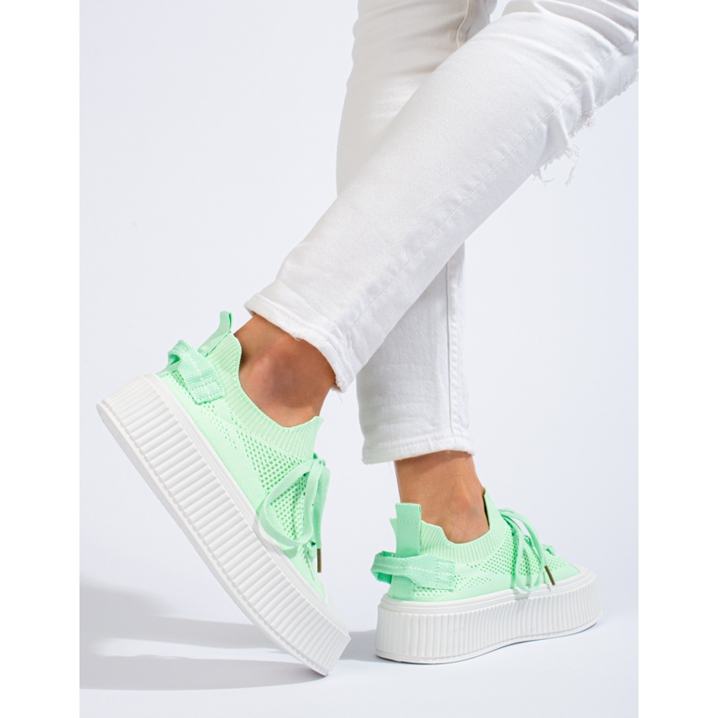 Light green openwork platform sneakers from Shelovet 1