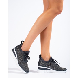 Shelovet black textile wedge sneakers grey 1 Shelovet black textile wedge sneakers grey 1