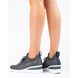 Shelovet black textile wedge sneakers grey 2 Shelovet black textile wedge sneakers grey 2