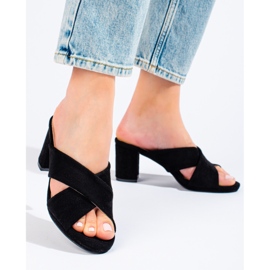 Black suede slippers from Shelovet 1