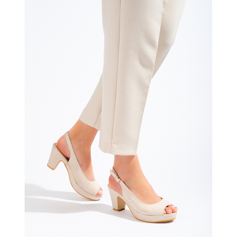Suede sandals with a comfortable heel Shelovet beige 1