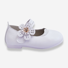 Children's Leather Ballerinas With Flower White Cobi 1 Children's Leather Ballerinas With Flower White Cobi 1