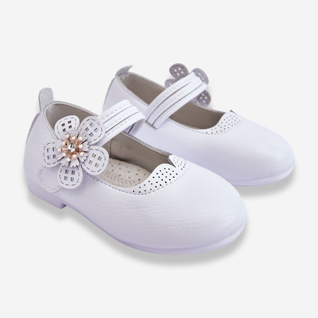 Children's Leather Ballerinas With Flower White Cobi 2 Children's Leather Ballerinas With Flower White Cobi 2