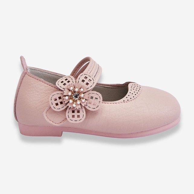 PA1 Children's Leather Ballerinas With Flower Pink Cobi 2