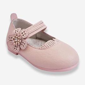 PA1 Children's Leather Ballerinas With Flower Pink Cobi 1