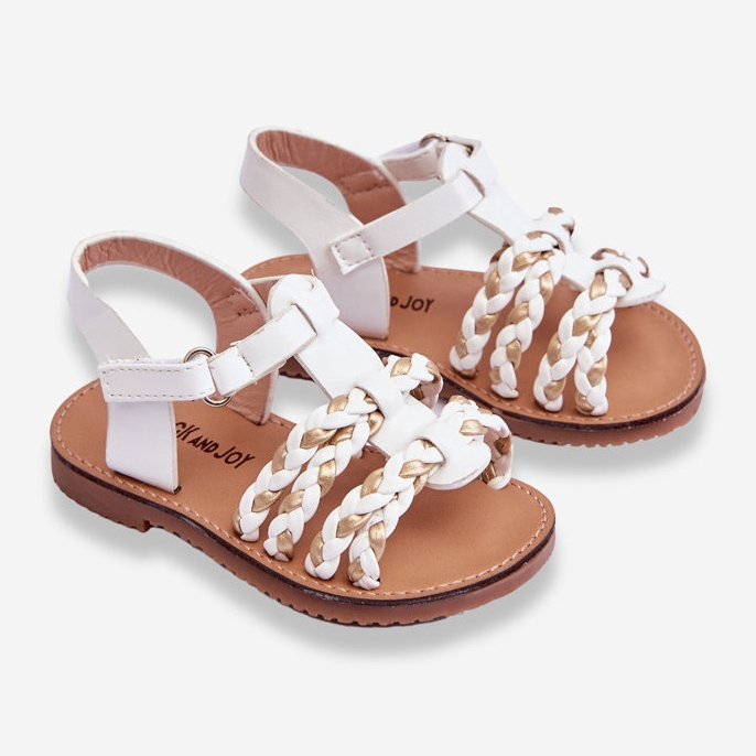 Children's Velcro Sandals With Stripes White Sammy 2