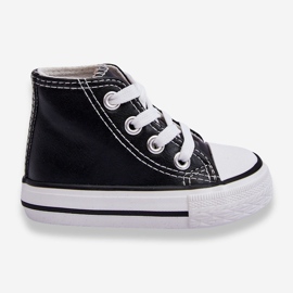 Children's Leather High Sneakers Black And White Marney 1