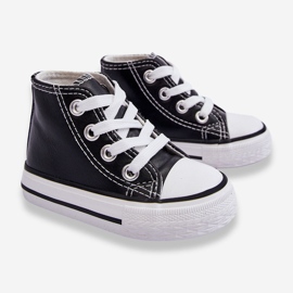Children's Leather High Sneakers Black And White Marney 2