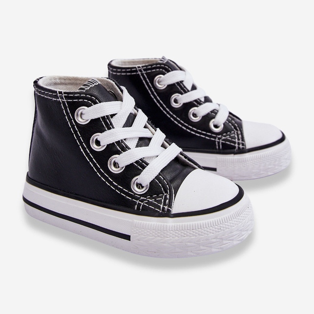 Children's Leather High Sneakers Black And White Marney 2