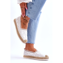 FE1 Lace Slip-On Espadrilles White Blanco 2