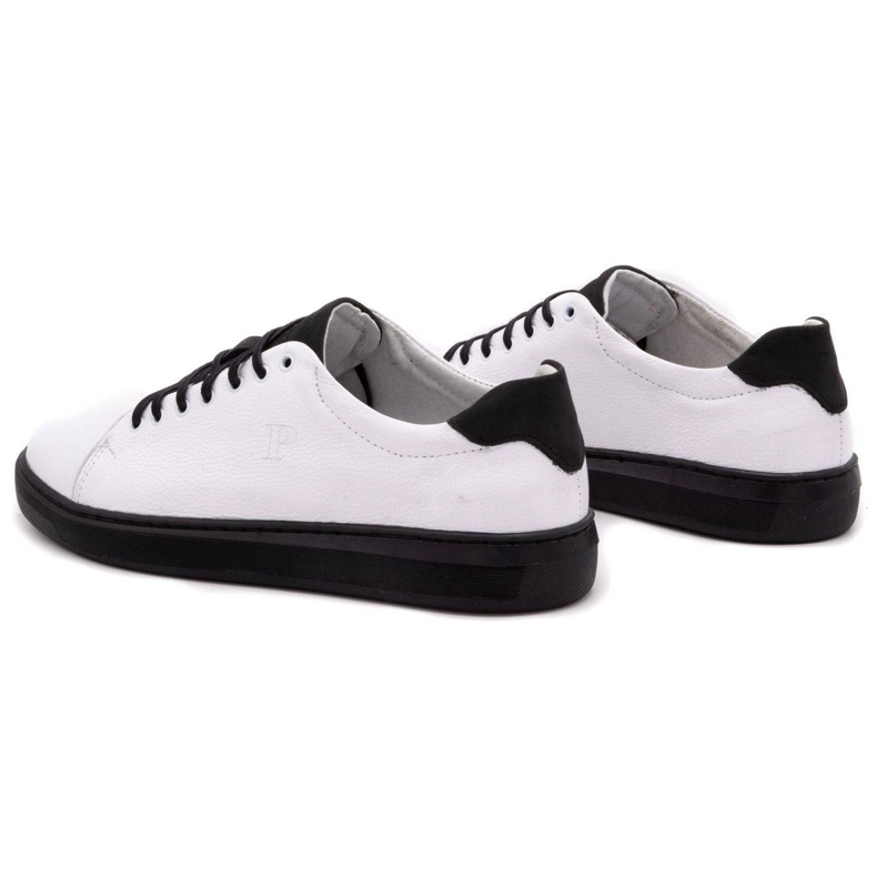 Polbut Men's leather shoes 2109 white with black 7