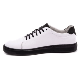 Polbut Men's leather shoes 2109 white with black 1