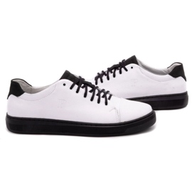 Polbut Men's leather shoes 2109 white with black 5