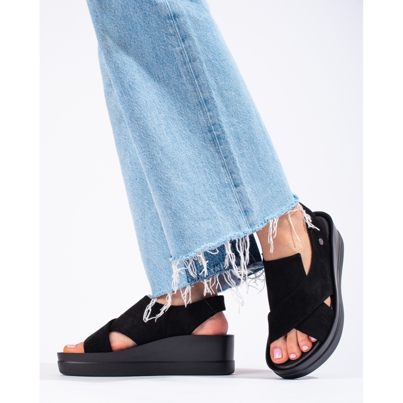 Women's Shelovet black wedge sandals 1 Women's Shelovet black wedge sandals 1