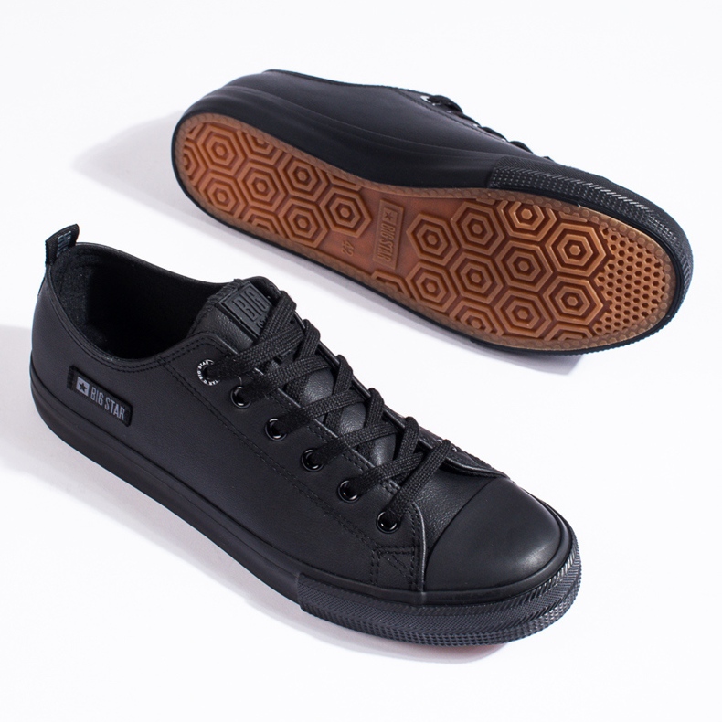 Men's black sneakers made of ecological leather Big Star KK174009 1