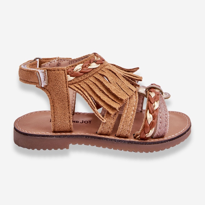 Children's Velcro Sandals With Tassels Brown Missy 1