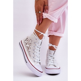 FR1 Women's Lace High Sneakers White Cornella 1