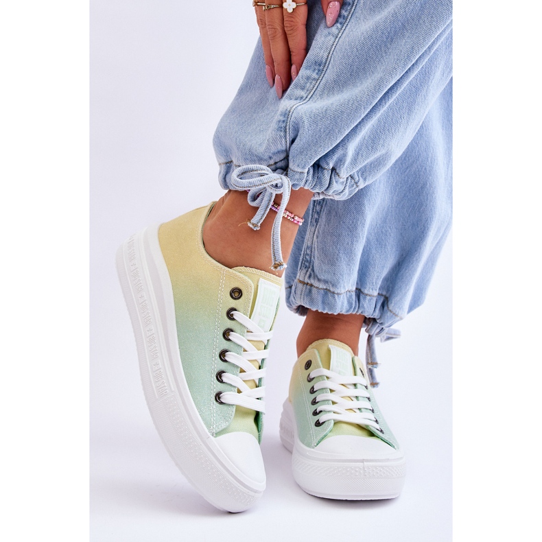Low Platform Sneakers Big Star LL274A186 Yellow-Green 1