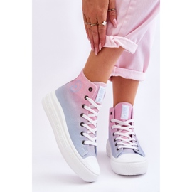 High Sneakers On The Platform Big Star LL274A191 Pink-Blue 2