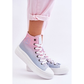 High Sneakers On The Platform Big Star LL274A191 Pink-Blue 1