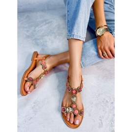 Jolene Orange beaded sandals 2